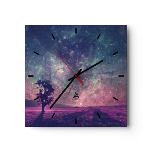 Väggklocka - Klocka på glas - Under magisk himmel - 30x30 cm