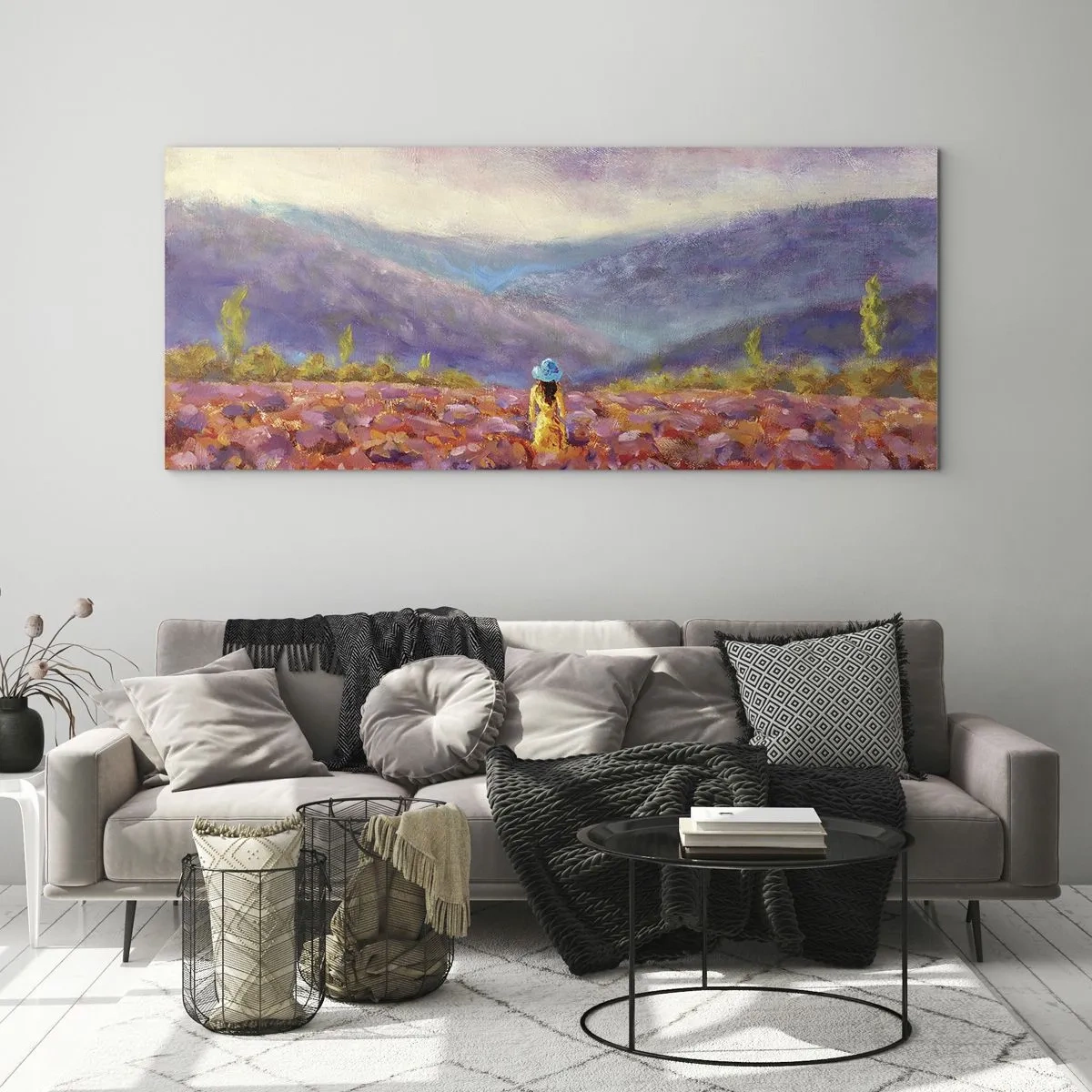 Glastavla - Bild på glas - I lavendelsvärld - 120x50 cm