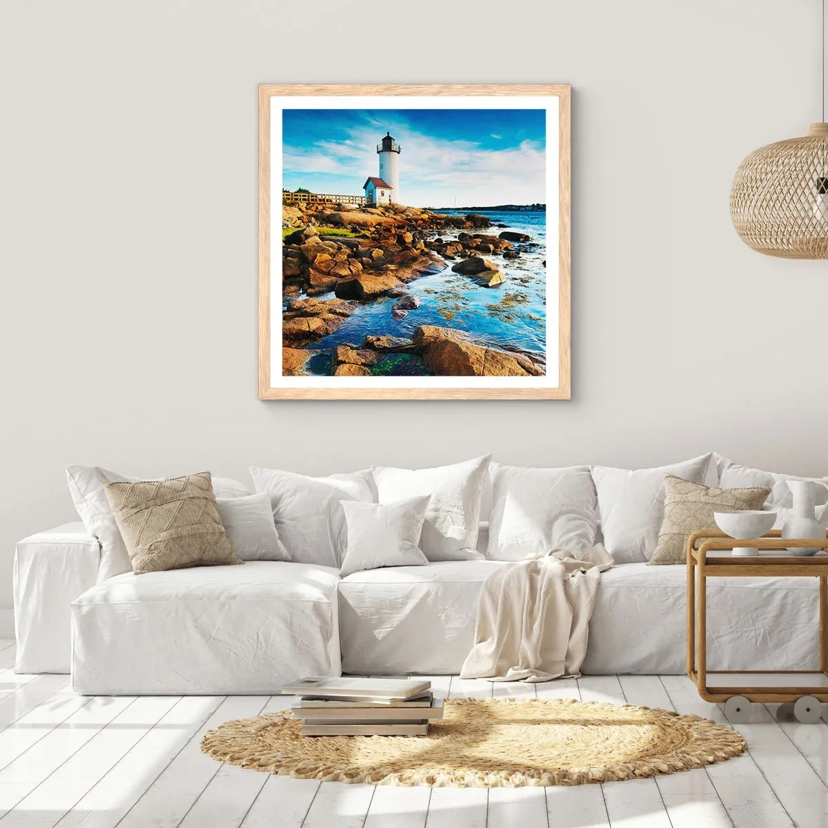 Affisch i ram av ljusek - Kom lyckligt tillbaka, jag väntar - 40x40 cm