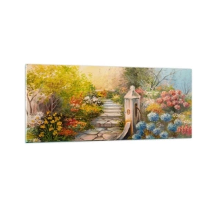 Glastavla - Bild på glas - Fullt blommande - 100x40 cm