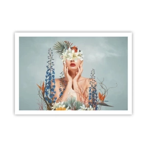 Affisch - Kvinna - blomma - 100x70 cm