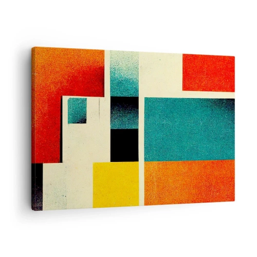 Canvastavla - Bild på duk - Geometrisk abstraktion med färgade rektanglar och kvadrater - 70x50cm - Geometrisk abstraktion - bra energi - Modern väggdekoration för vardagsrum och sovrum ARTTOR