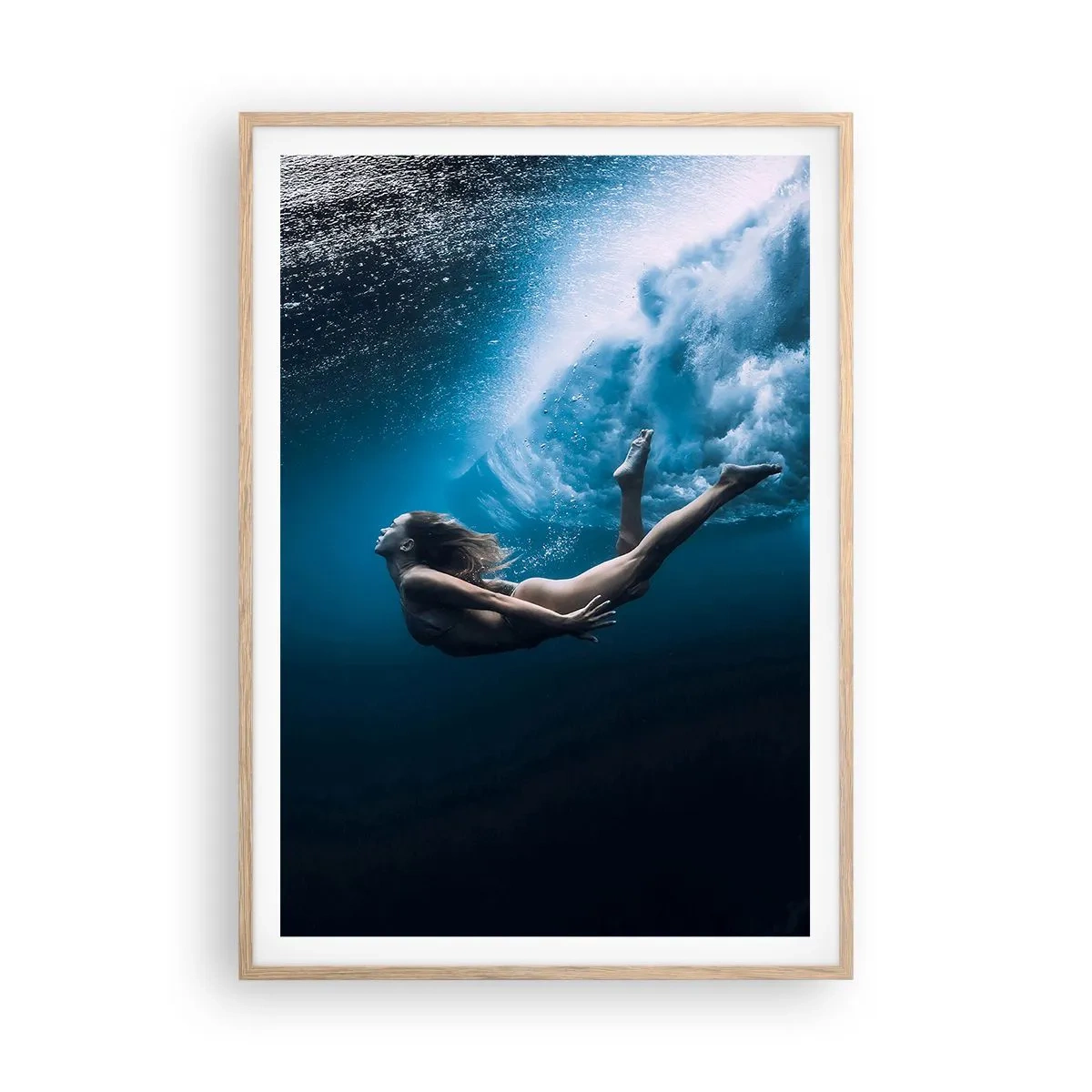 Affisch i ram av ljusek - Modern sjöjungfru - 70x100 cm