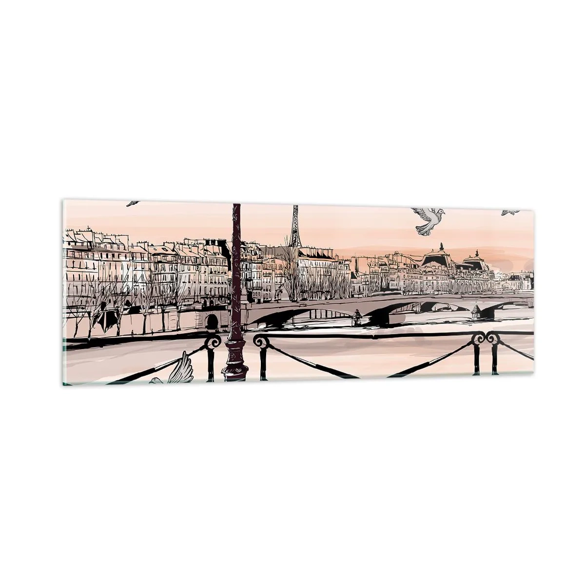 Glastavla - Bild på glas - Över Paris tak - 90x30 cm