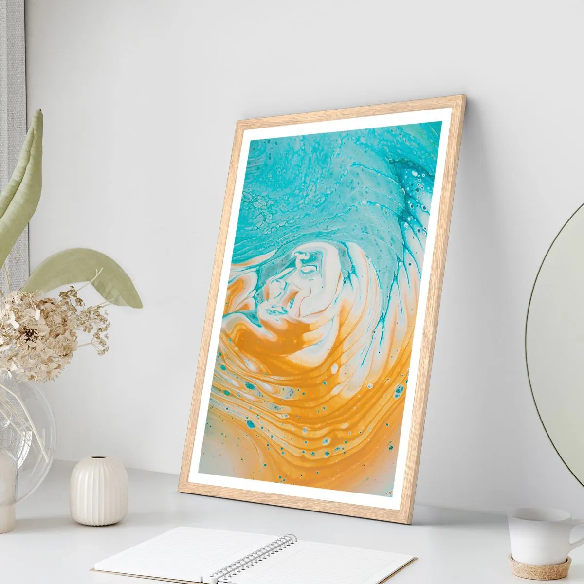 Affisch i ram av ljusek - Pastellfärgad virvel - 70x100 cm