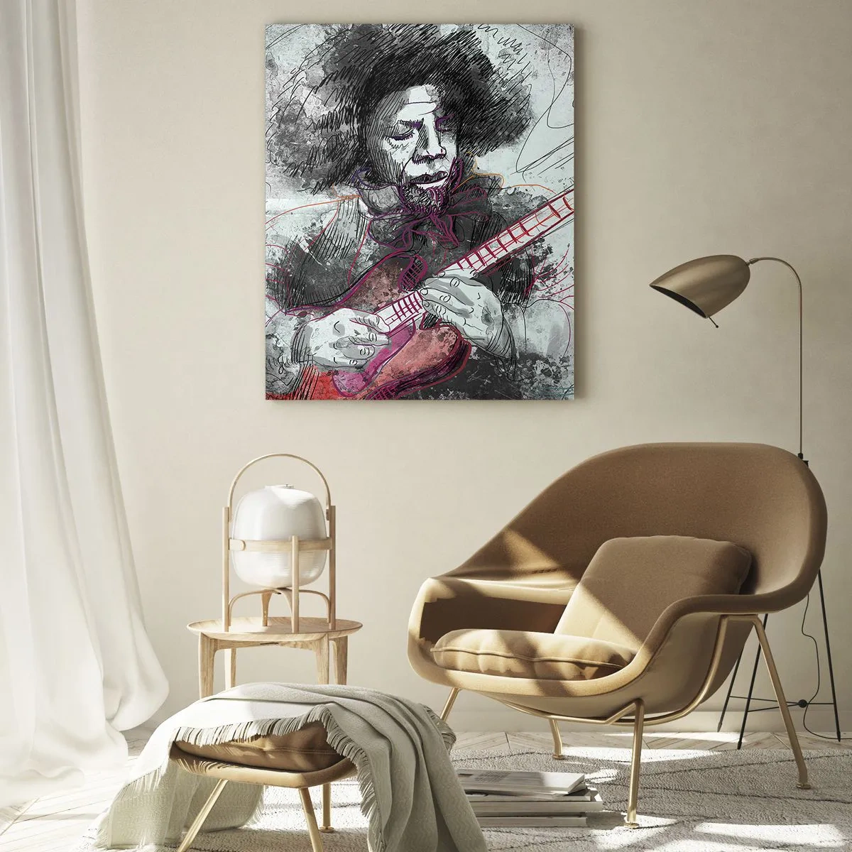 Glastavla - Bild på glas - På musikens vågor - 50x70 cm