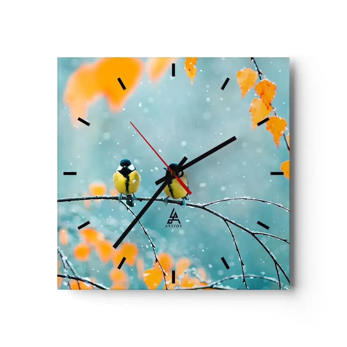 Väggklocka - Klocka på glas - Fåglarnas skvaller - 30x30 cm