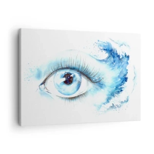 Canvastavla - Bild på duk - Konstnärlig akvarell av ett öga med en dynamisk våg - 70x50cm - Doppa sig i den blåa blicken - Modern väggdekoration för vardagsrum och sovrum ARTTOR