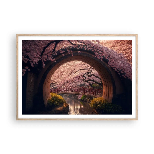 Affisch i ram av ljusek - Japansk vår - 100x70 cm