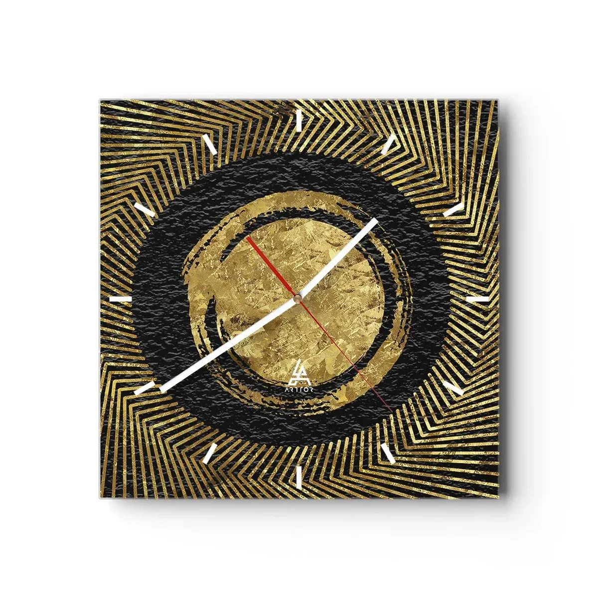 Väggklocka - Klocka på glas - Glamourös komposition - 40x40 cm