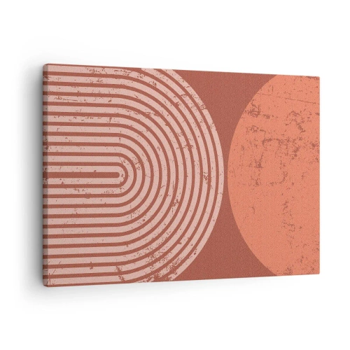 Canvastavla - Bild på duk - Geometriska mönster i terrakottafärgade nyanser på en vintagebakgrund - 70x50cm - Nära relation - Modern väggdekoration för vardagsrum och sovrum ARTTOR