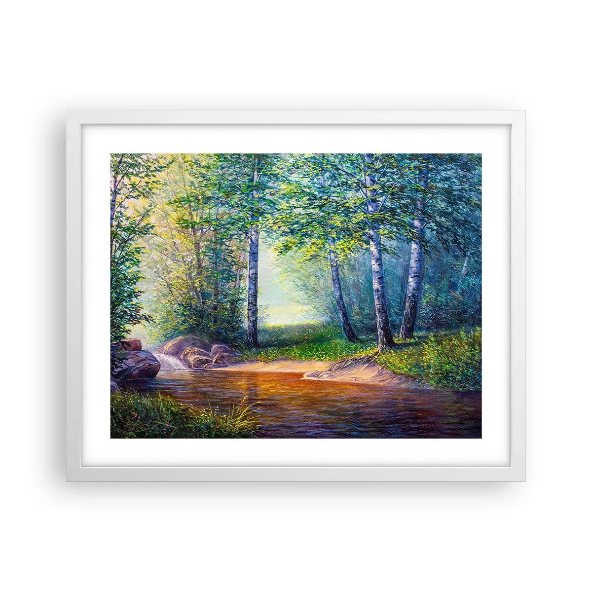 Affisch i vit ram - Idyllisk vy - 50x40 cm