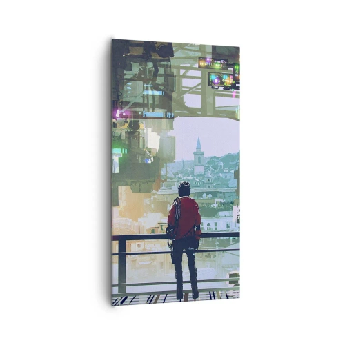 Canvastavla - Bild på duk - Två världar - 65x120 cm