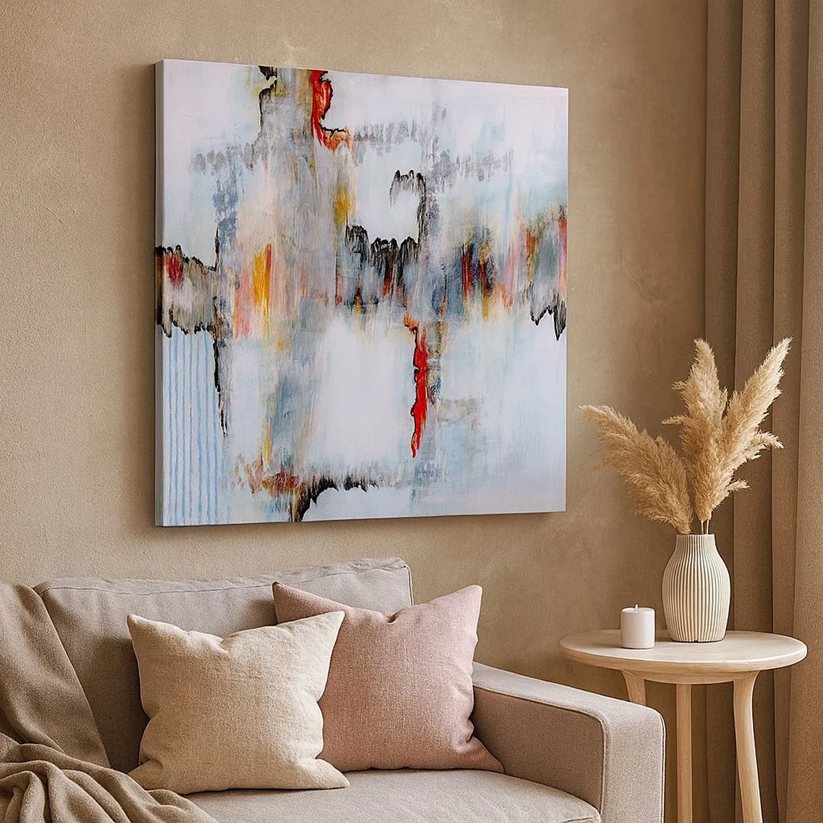 Canvastavla - Bild på duk - Med pinne på vatten - 30x30 cm