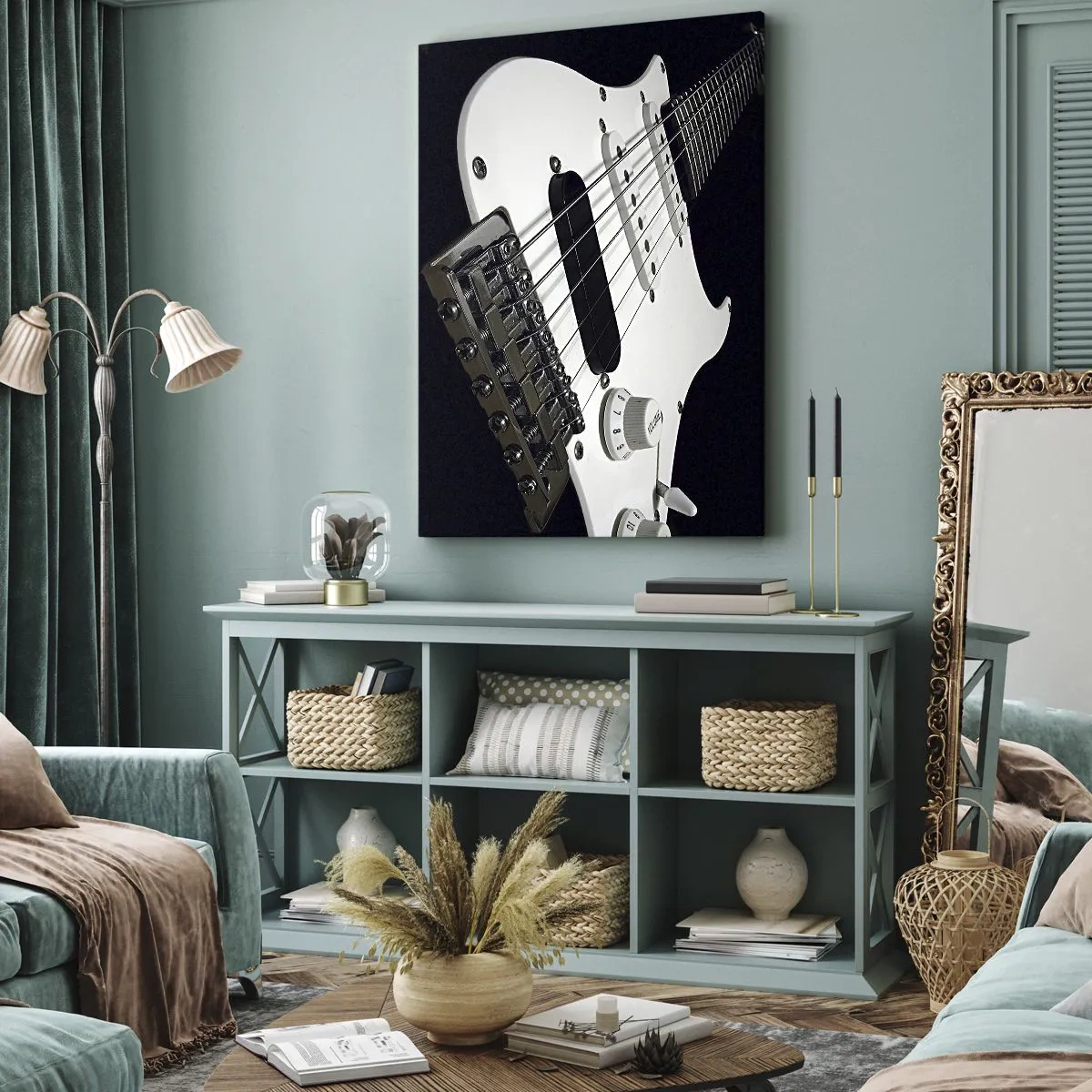 Canvastavla - Bild på duk - Ljud gömt i vitt - 50x70 cm