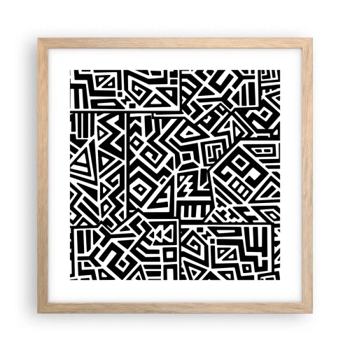 Affisch i ram av ljusek - Prekolumbisk komposition - 40x40 cm