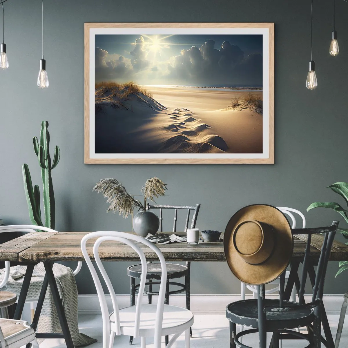 Affisch i ram av ljusek - Lugnande landskap - 40x30 cm