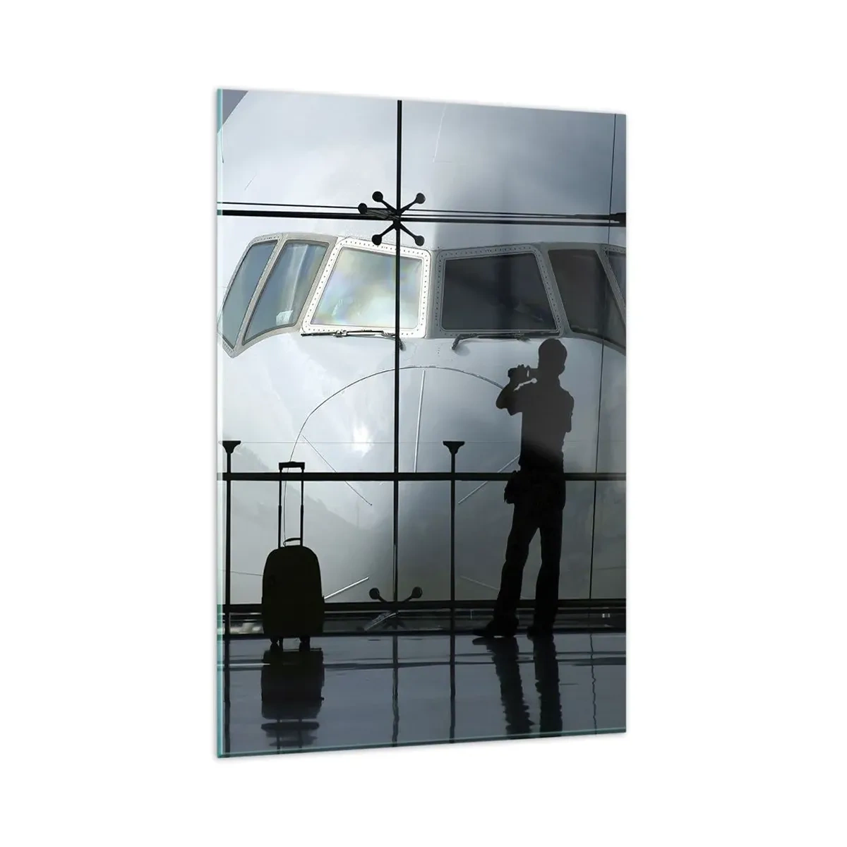 Glastavla - Bild på glas - Vis a vis på flygplatsen - 80x120 cm