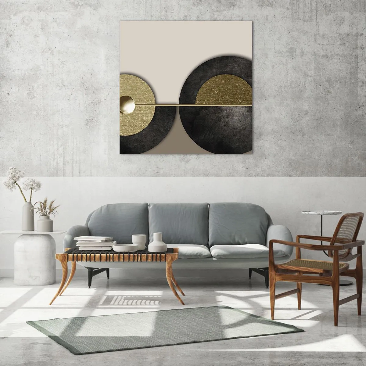 Glastavla - Bild på glas - Variationer runt en cirkel - 70x70 cm