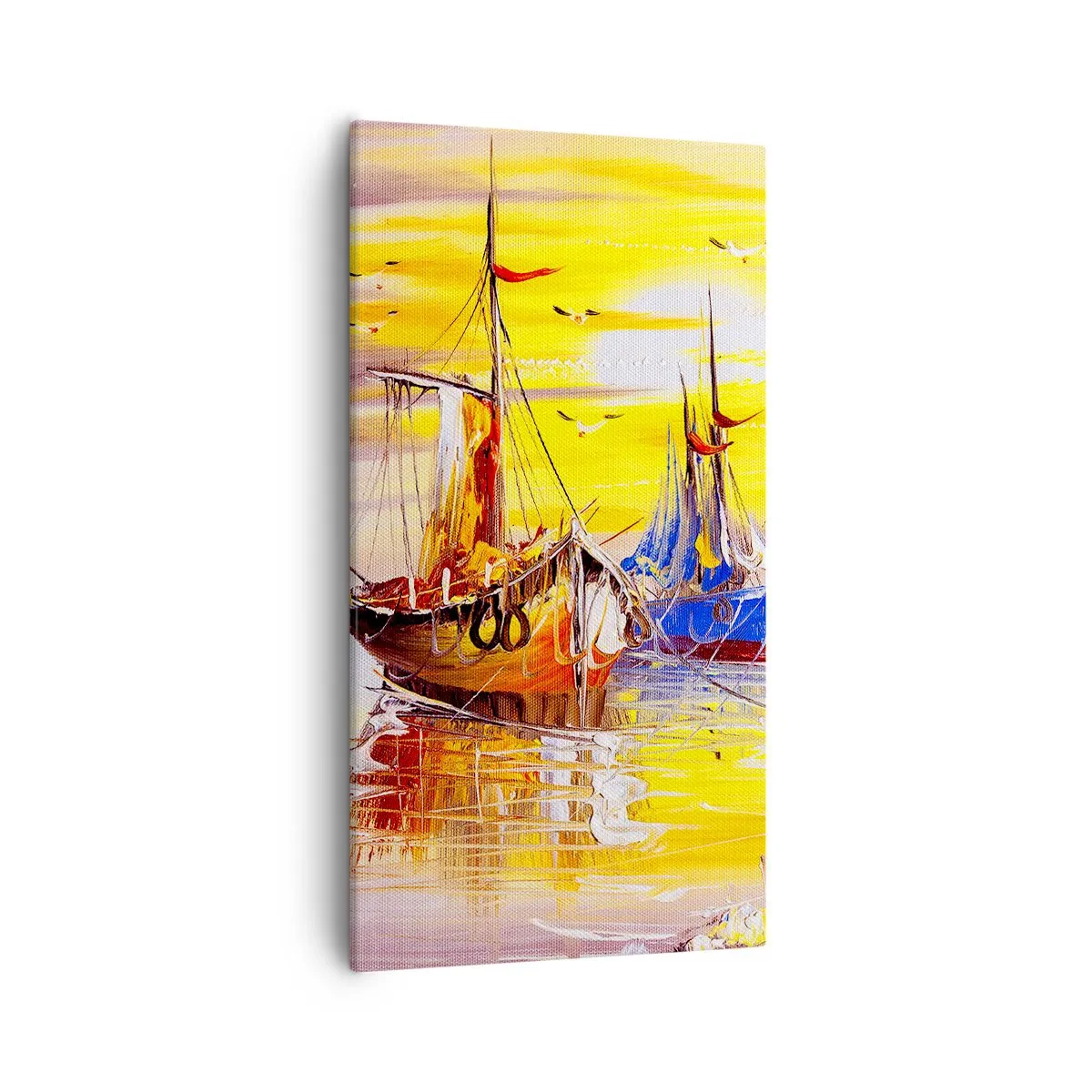 Canvastavla - Bild på duk - Välförtjänt vila i hamnen - 55x100 cm