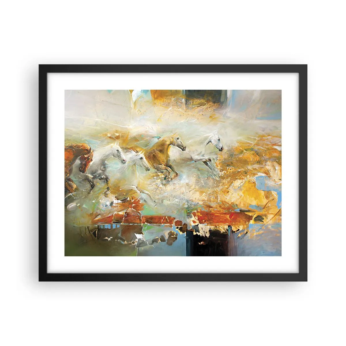 Affisch i svart ram - Galopp genom ljuset - 50x40 cm