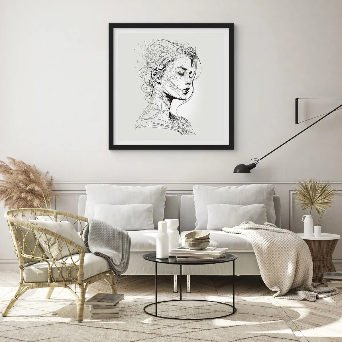 Affisch i svart ram - Porträtt i drömmar - 60x60 cm