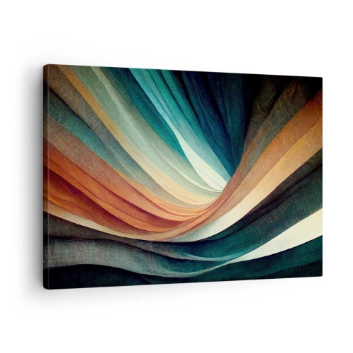 Canvastavla - Bild på duk - Abstrakta vågor i varma och kalla nyanser - 70x50cm - Vävd av färger - Modern väggdekoration för vardagsrum och sovrum ARTTOR