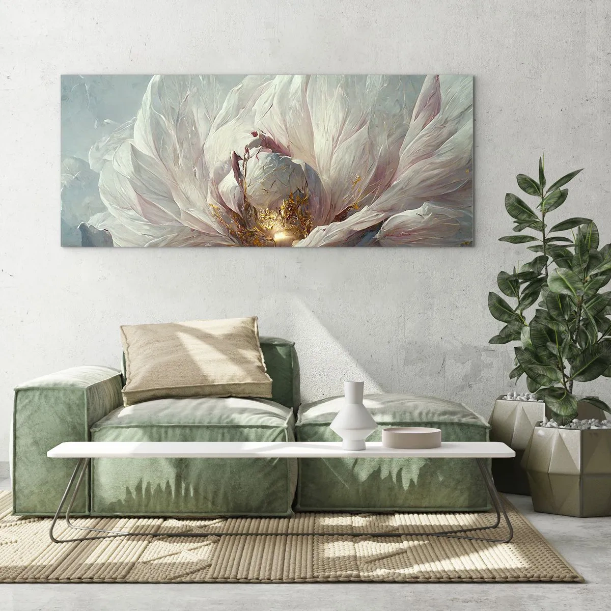 Glastavla - Bild på glas - Blommar en gång på hundra år - 100x40 cm