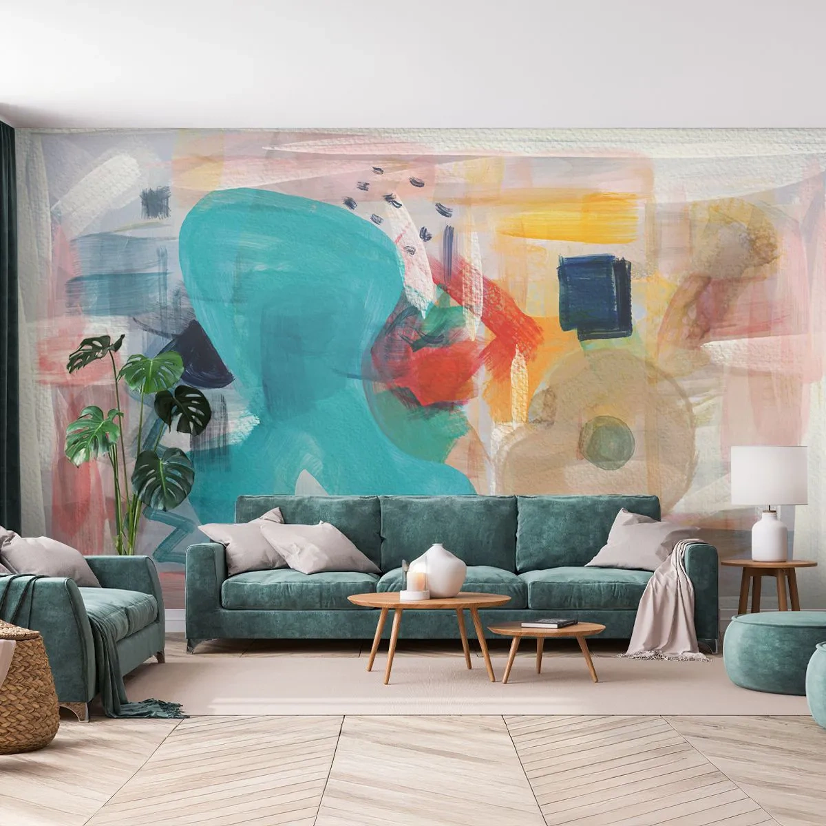 Fototapet Premium Canvas - Ett färgglatt spel - Abstraktion, Färger, Bit - 200x140 cm