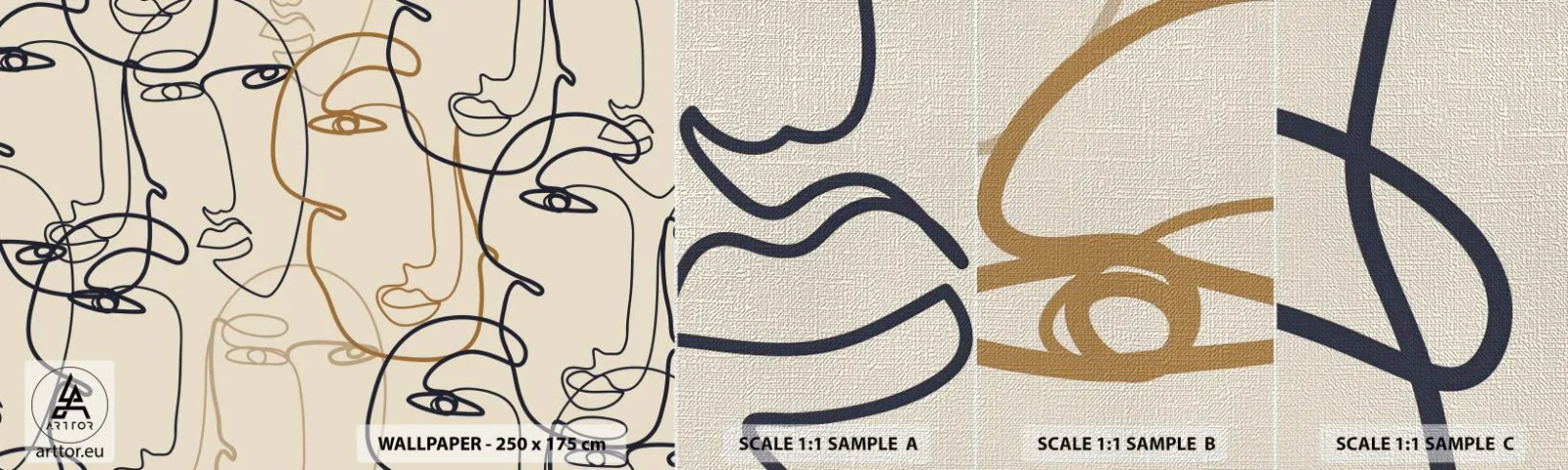 Provbit av fototapet Premium Canvas - Mångfaldigad porträtt - Abstraktion, Ansikte, Grafik - 100x30 cm