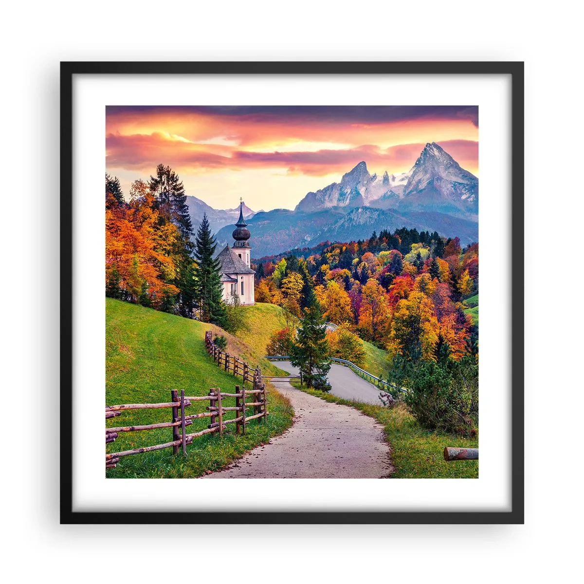 Affisch i svart ram - Landskap som en målning - 50x50 cm