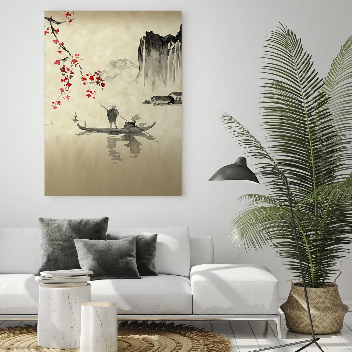 Glastavla - Bild på glas - I det blommande körsbärslandet - 50x70 cm