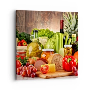 Canvastavla - Bild på duk - Rökt, ugnstekt, marinerad - 30x30 cm