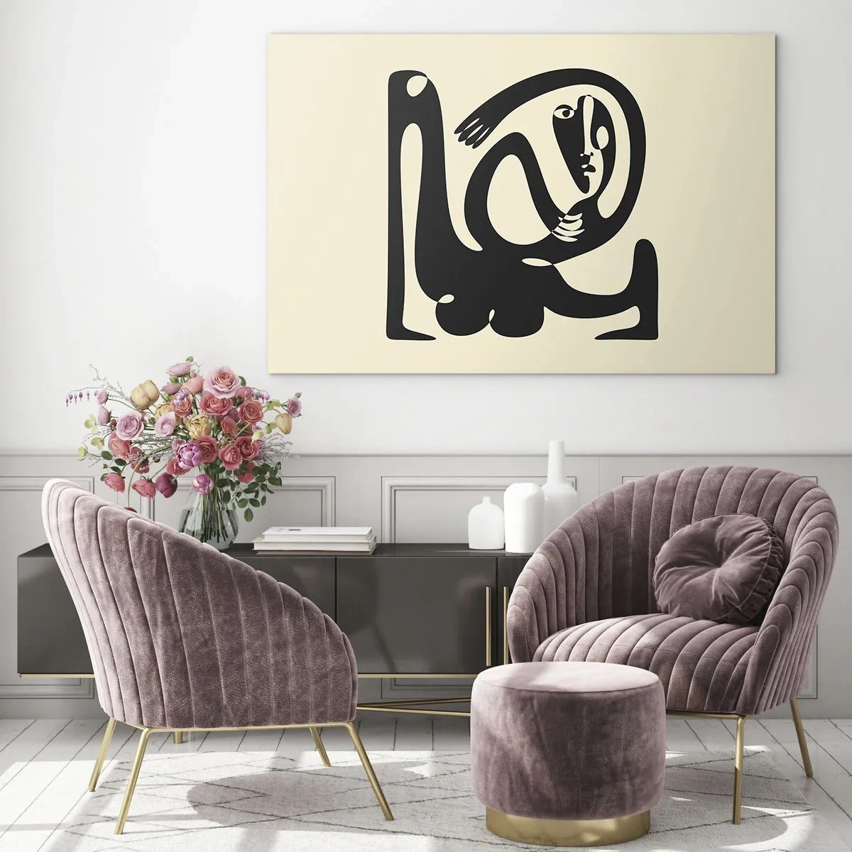 Glastavla - Bild på glas - Nästan Picasso - 100x70 cm