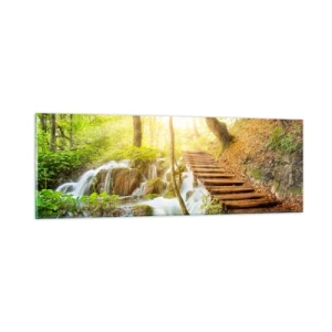 Glastavla - Bild på glas - Efterlängtad svalka - 90x30 cm