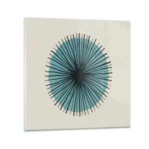 Glastavla - Bild på glas - Radier mot blått - 30x30 cm