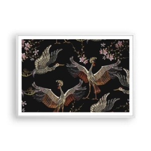 Affisch i vit ram - Sagofågel - 100x70 cm