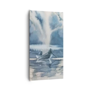 Canvastavla - Bild på duk - Sportfiskare i sitt paradis - 65x120 cm