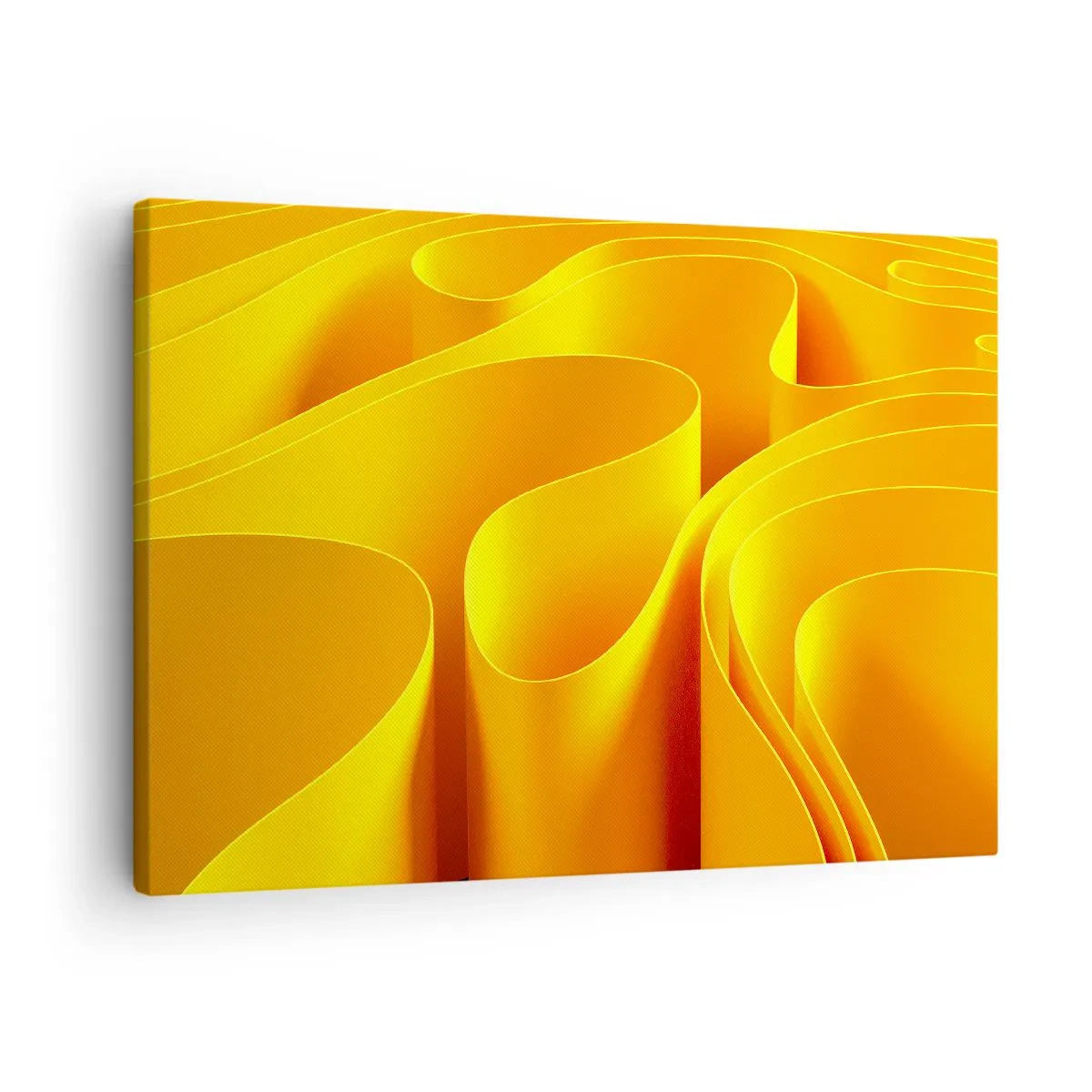 Canvastavla - Bild på duk - Gula abstrakta vågor som liknar solstrålar - 70x50cm - Som solens vågor - Modern väggdekoration för vardagsrum och sovrum ARTTOR