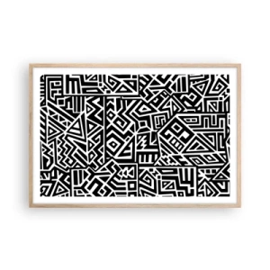 Affisch i ram av ljusek - Prekolumbisk komposition - 91x61 cm