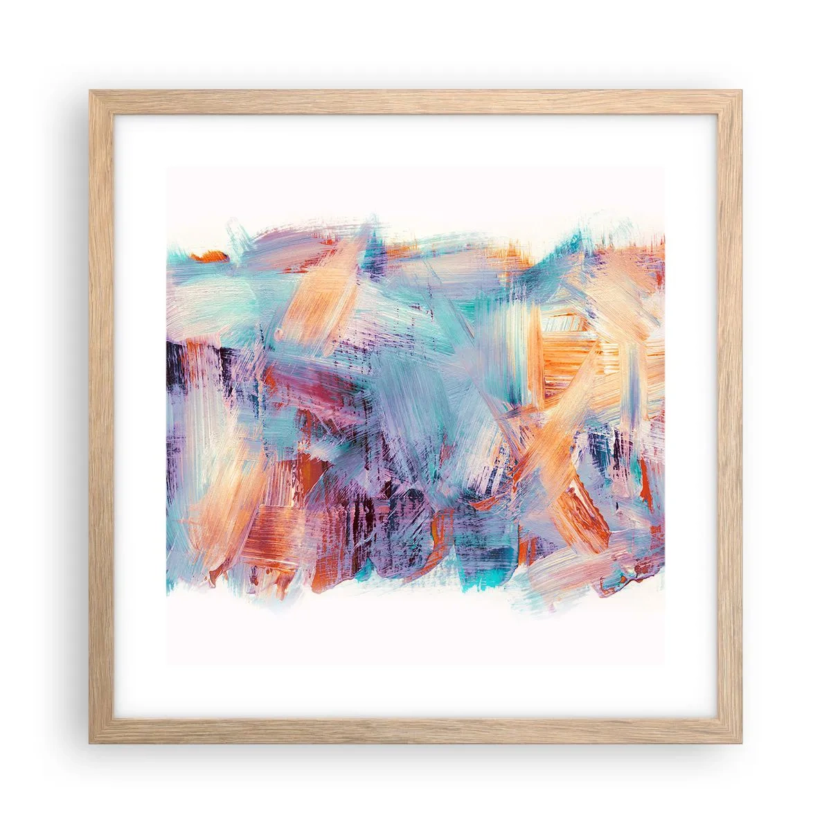 Affisch i ram av ljusek - Färgglad röra - 40x40 cm