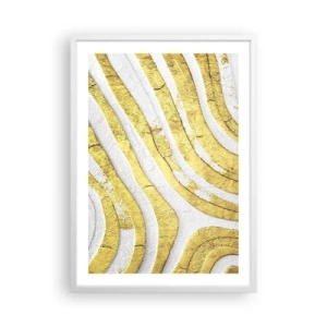 Affisch i vit ram - Komposition i vitt och guld - 50x70 cm