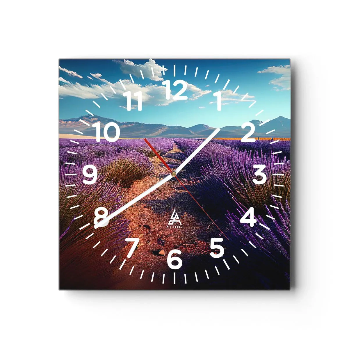 Väggklocka - Klocka på glas - Doftande fält - 30x30 cm