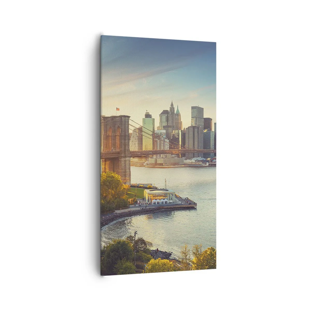 Canvastavla - Bild på duk - Storstadsgryning - 65x120 cm