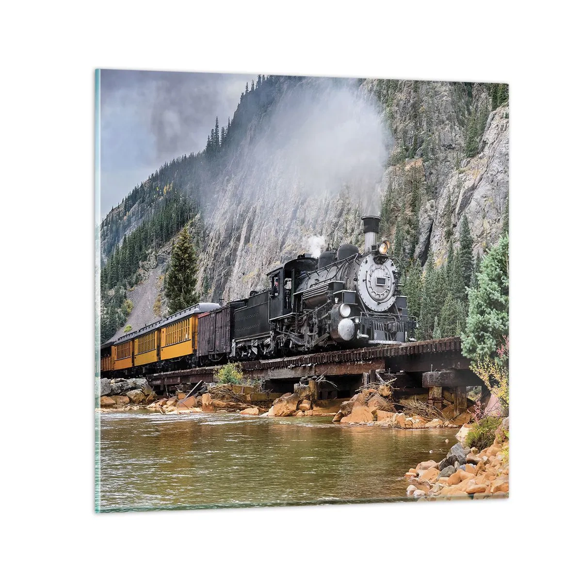 Glastavla - Bild på glas - Vart ska du? Vart? - 70x70 cm