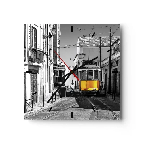 Väggklocka - Klocka på glas - Lissabons anda - 30x30 cm
