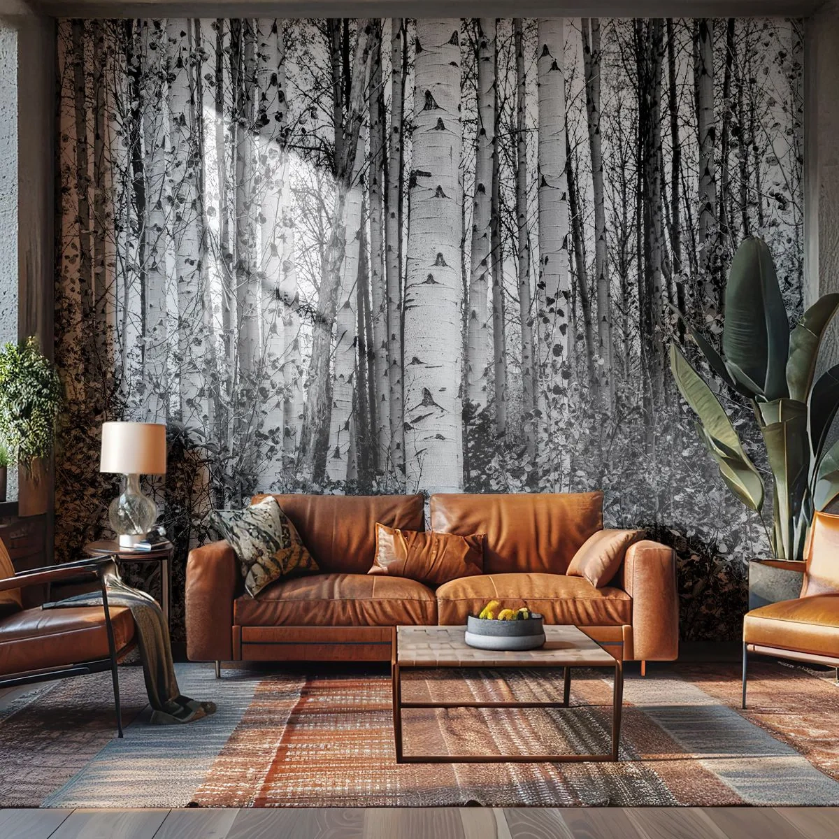 Fototapet Standard Eco - Björkpelargång - Skog, Björk, Natur - 400x280 cm