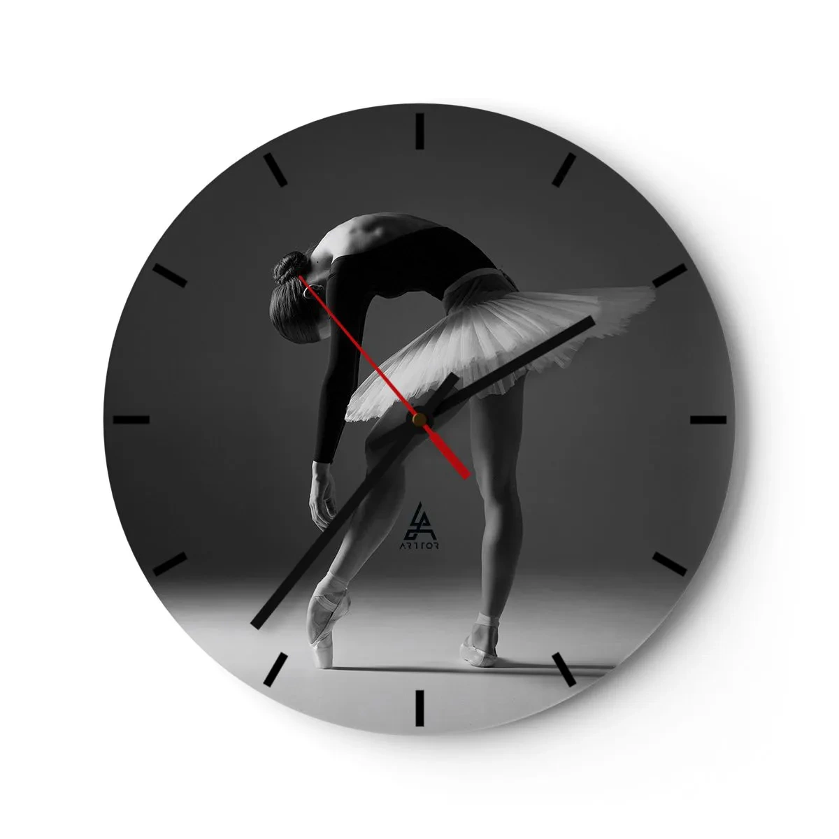 Väggklocka - Klocka på glas - Bella ballerina - 40x40 cm