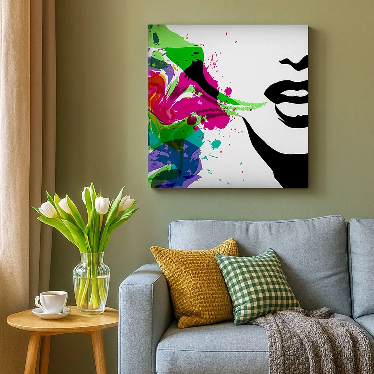 Canvastavla - Bild på duk - Berättelse i regnbågens färger - 30x30 cm