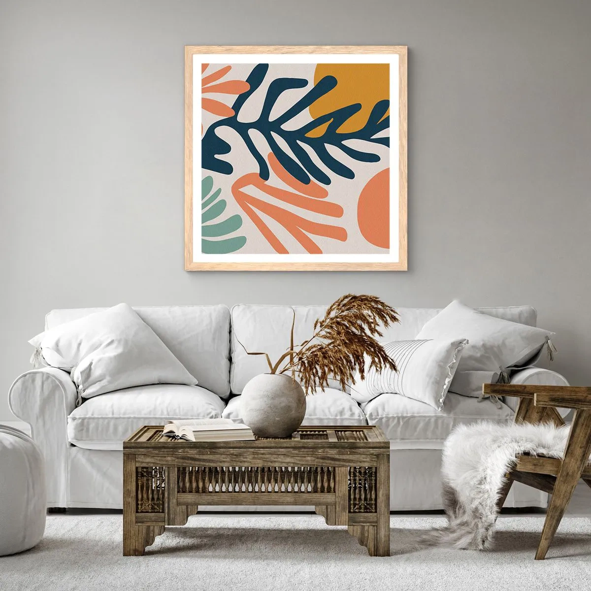 Affisch i ram av ljusek - Korallhav - 50x50 cm